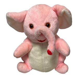 Etone 1978 Elephant Pink and White Plush Toy Stuffed Animal VTG